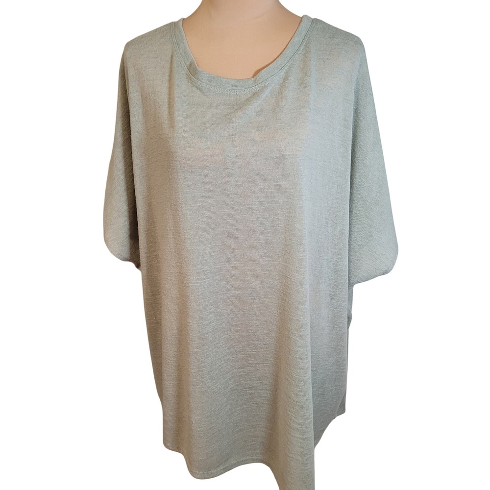 Umgee 1XL Sage Green Dolman Cap‎ Sleeve Sweater Oversized Asymmetrical Lagenlook